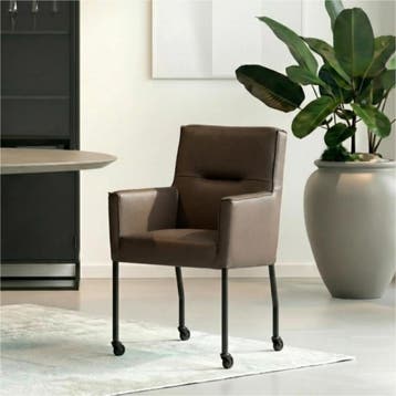 Set van 8 Leren eetkamerstoelen Lucky - Toledo Espresso, Ophalen of Verzenden, Nieuw, Leer