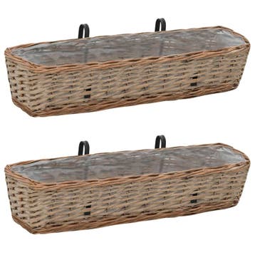 vidaXL Balkonbakken 2 st 80 cm wicker met PE-voering, Tuin en Terras, Verzenden, Nieuw, 60 tot 100 cm, Minder dan 30 cm