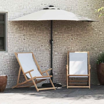 vidaXL Tuinparasol Zand 294 x 150 x 223 cm Polyester en, Verzenden, Nieuw, 1 tot 2 meter