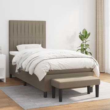 vidaXL Boxspring met matras stof taupe 80x200 cm, Eenpersoons, Verzenden, Nieuw, 80 cm