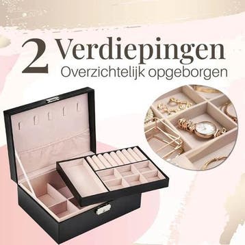 Sieradendoos met 2 Verdiepingen - Juwelendoos - Organizer, Verzenden, Zo goed als nieuw