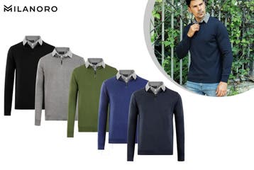 2dekans | Milanoro - Herenpullover met overhemdkraag en, Ophalen of Verzenden, Zo goed als nieuw, Milanoro