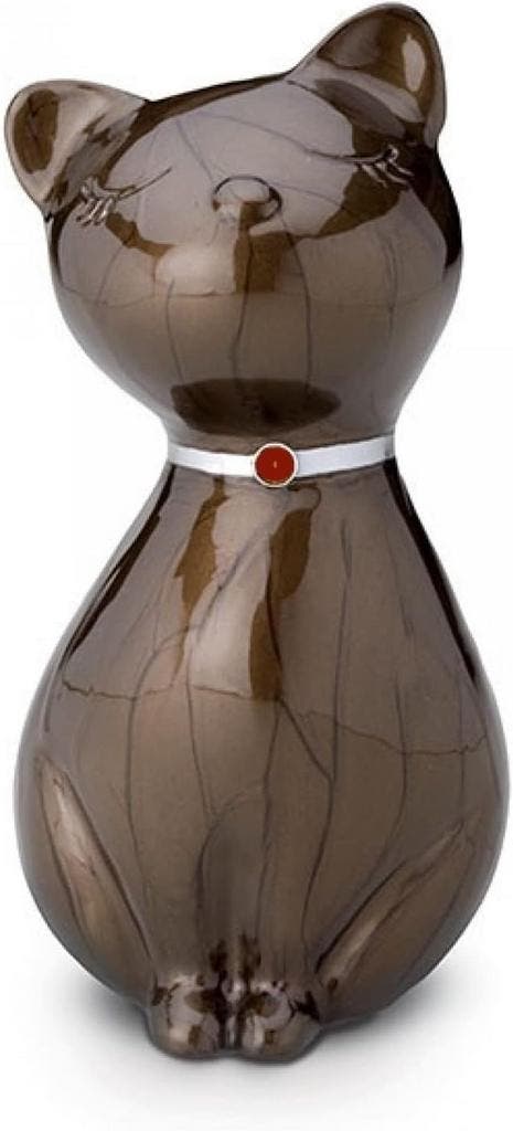 Huisdier Urn Kat | Bruin 10cm | Laatste Stuk!, Dieren en Toebehoren, Katten-accessoires, Nieuw, Ophalen of Verzenden