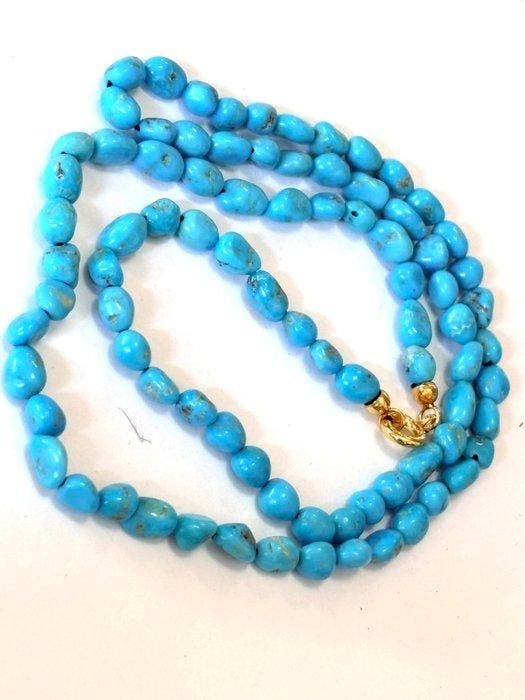 Turquoise - Zilver - Halsketting, Antiek en Kunst, Curiosa en Brocante