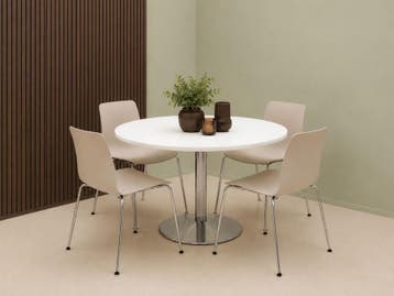 Kantineset voor 4 personen - Kantinetafel rond met Vitra hal, Huis en Inrichting, Tafels | Eettafels, Ophalen of Verzenden, Gebruikt