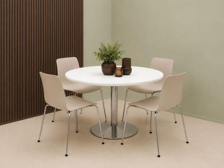 Kantineset voor 4 personen - Kantinetafel rond met Vitra hal, Huis en Inrichting, Tafels | Eettafels, Gebruikt, Ophalen of Verzenden