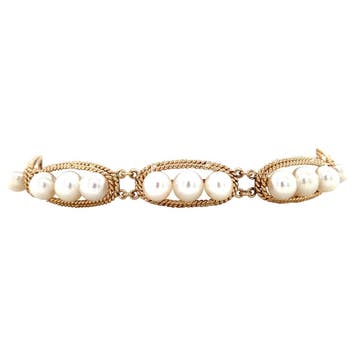 Gouden vintage armband met parel 14 krt, Ophalen of Verzenden, Nieuw