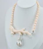 Koraal - Zilver - Halsketting - CORALLO ROSATO, Antiek en Kunst, Curiosa en Brocante