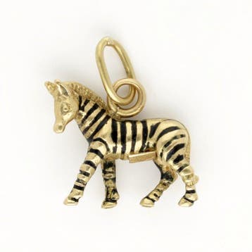 Hanger - 18 karaat Geel goud - Emaille - Zebra