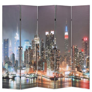 vidaXL Kamerscherm inklapbaar New York bij nacht 200x170 cm, Huis en Inrichting, Woonaccessoires | Kamerschermen, Verzenden, Nieuw