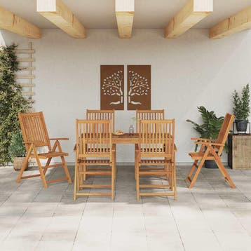 vidaXL Tuin eettafelset 7 st Naturel Massief Acaciahout, Verzenden, Nieuw, 7 zitplaatsen