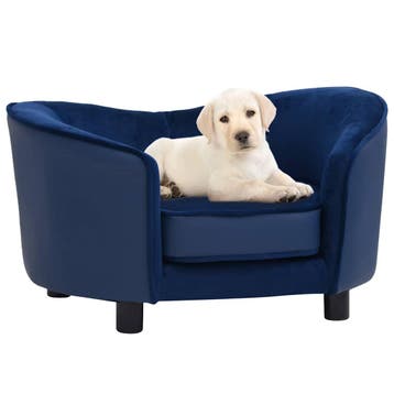 vidaXL Hondenbank 69x49x40 cm pluche en kunstleer blauw, Dieren en Toebehoren, Verzenden, Nieuw