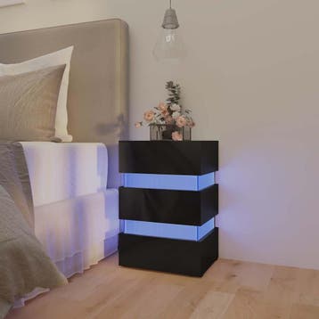 vidaXL 326846  Nachtkastje LED 45x35x67 cm bewerkt hout, Minder dan 45 cm, Verzenden, Nieuw, 55 tot 70 cm