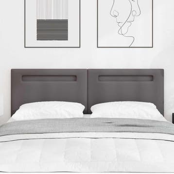 vidaXL LED Hoofdbord Grijs 160 cm Nep Leer, Verzenden, Nieuw, Grijs, Overige materialen