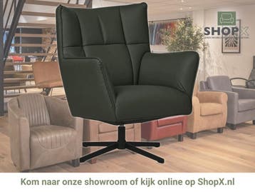 Leren draaifauteuil Lovely - Toledo Verde (donkergroen), Nieuw, Ophalen of Verzenden, 75 tot 100 cm, Eigentijds, Modern, Retro, Vintage