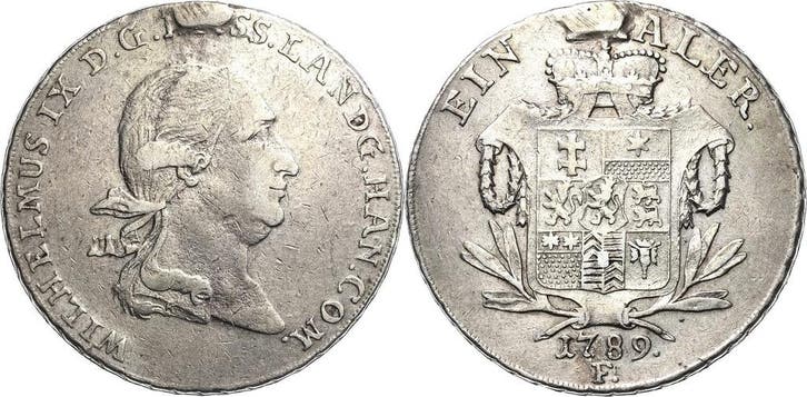 Wilhelmstaler, daalder 1789 Hessen-kassel Wilhelm Ix 1785..., Postzegels en Munten, Munten | Europa | Niet-Euromunten, Verzenden