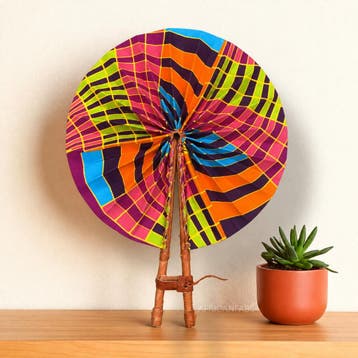 Afrikaanse handwaaier - Ankara print waaier - Multicolor Abe, Ophalen of Verzenden, Nieuw