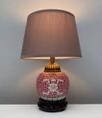 Tafellamp - Messing, Porselein, Hout