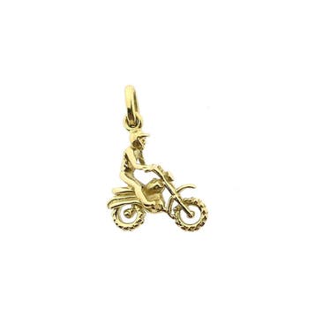 Gouden hanger van een motorcrosser (Hanger of bedel), Sieraden, Tassen en Uiterlijk, Bedels, Ophalen of Verzenden, Gebruikt, Goud