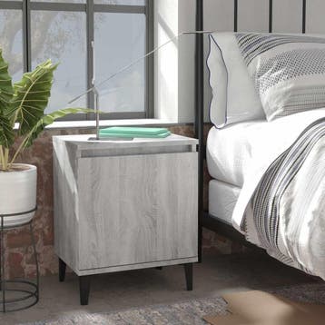 vidaXL Nachtkastjes met metalen poten 40x30x50 cm grijs, Minder dan 45 cm, Verzenden, Nieuw, Minder dan 55 cm