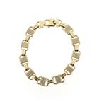 Gouden schakelarmband met zirconia; 22 cm, Sieraden, Tassen en Uiterlijk, Armbanden, Gebruikt, Overige kleuren, Ophalen of Verzenden
