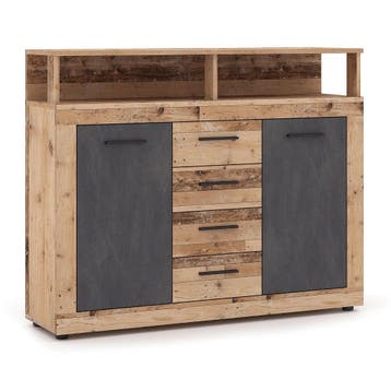 Dressoir  120 cm Breed-Antraciet Eiken Antraciet Eiken, Huis en Inrichting, 100 tot 150 cm, Verzenden, Nieuw, 25 tot 50 cm