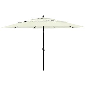 vidaXL Parasol 3-laags met aluminium paal 3,5 m zandkleurig, Verzenden, Nieuw, 3 tot 4 meter