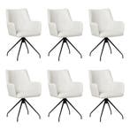 Set van 6 Leren eetkamerstoelen Wave - Toledo Purewhite, Ophalen of Verzenden, Nieuw, Leer