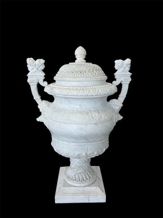 Vaas met dubbele oren - Carrara marmer, Antiek en Kunst, Antiek | Meubels | Stoelen en Banken