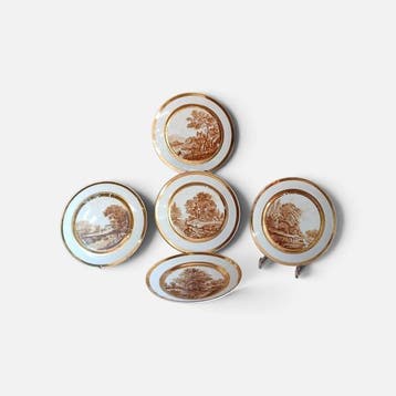 19th Century French porcelain cabinet plate featuring sepia