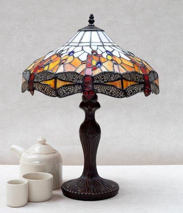 Lamp - Tiffany style - dragonfly - Messing, Glas