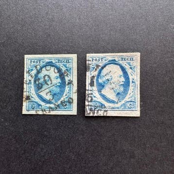 Nederland - Koning Willem III, Plaat I met halfrond en, Gestempeld