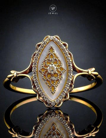 Witte schelpenring - 925 sterlingzilver goud verguld - halo