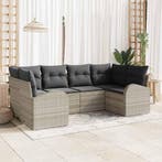 vidaXL Tuin Sofa Set met kussen 6 pcs Lichtgrijs Poly Rattan, Verzenden, Nieuw, Rotan