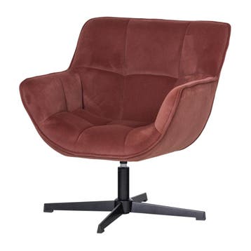 WOOOD Wibo Draaifauteuil Velvet Mat Bruinrood — nieuw, Nieuw