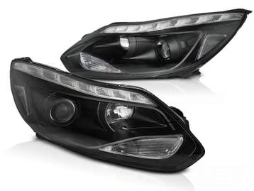 Koplampen Ford Focus 11-14 DRL LED DRL zwart, Ophalen of Verzenden, Nieuw