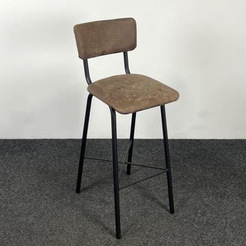 Barkruk met Kruisonderstel - Kunstlederen Zitting - Bruin, Ophalen of Verzenden, Gebruikt