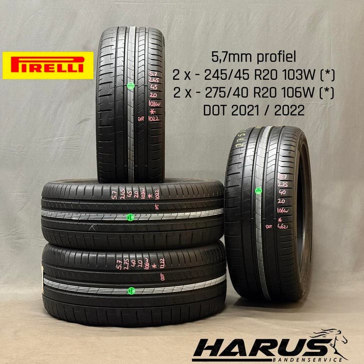 245/45/20 275/40/20 Pirelli zomerbanden 5,7mm profiel 4X, Auto-onderdelen, Banden en Velgen, 20 inch, Erkend duurzaam, Zomerbanden