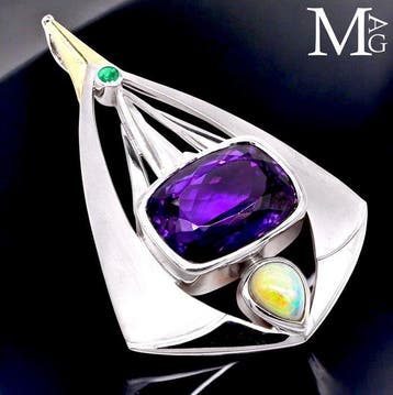 925 Zilver en Goud - Exclusief Juweel - Hanger met modern