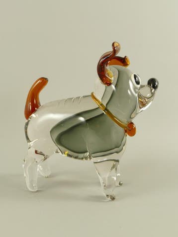 Murano Style Glazen Hond Beeldje – Handgemaakt Kunstobject 2, Nieuw