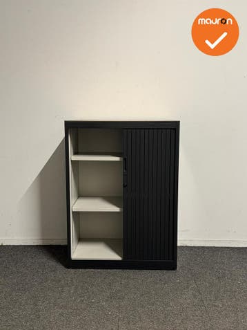 Aspa - Roldeurkast - 109x80x47 cm - Zwart met licht peren bl, Werkplek, Ophalen of Verzenden, Gebruikt, Kast