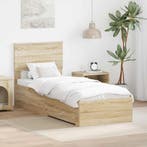 vidaXL Bedframe Sonoma Eiken en Zilver 75 x 190 cm Bewerkt, Verzenden, Nieuw, Bruin, Hout