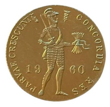 Gouden Dukaat 1960 (3.605 oplage) (lichte vouw in munt), Verzenden, Munten