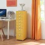 Kantoorkast Kökar op wielen 109x28x41 cm geel [en.casa], Zakelijke goederen, Verzenden, Nieuw in verpakking
