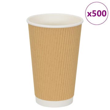 vidaXL Papieren koffiekopjes 500 st 16oz 400 ml bruin, Verzenden, Nieuw