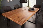 Massief houten eettafel IRON CRAFT 140cm naturel zwarte, Ophalen of Verzenden, Nieuw