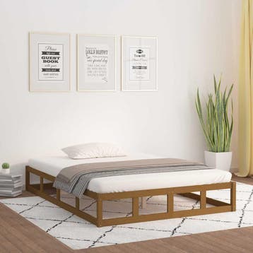 vidaXL Bedframe massief hout honingbruin 150x200 cm, Bruin, Verzenden, Overige maten, 200 cm