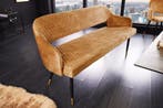 Design bank PARIS 160cm mosterdgeel fluwelen retro, Ophalen of Verzenden, Nieuw