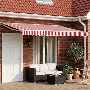 vidaXL Elektrisch Uittrekbaar Zonnescherm Rood en Wit 5 ×, Verzenden, Nieuw