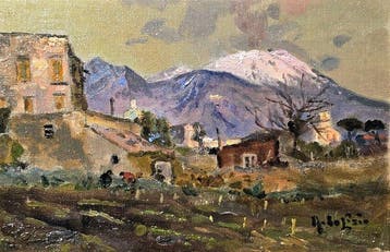 Arnaldo De Lisio (1869-1949) - Neve sul Vesuvio